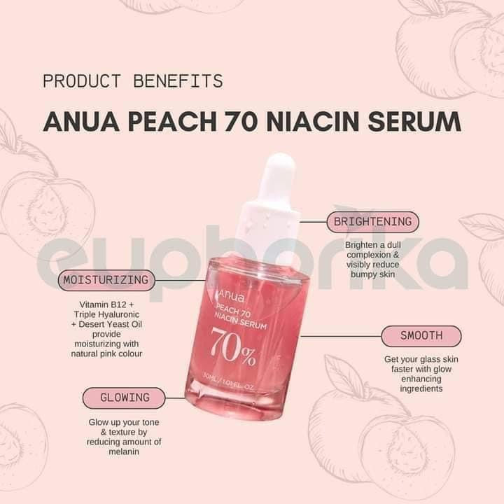 Anua Peach 70 Niacin Serum 30 mL.