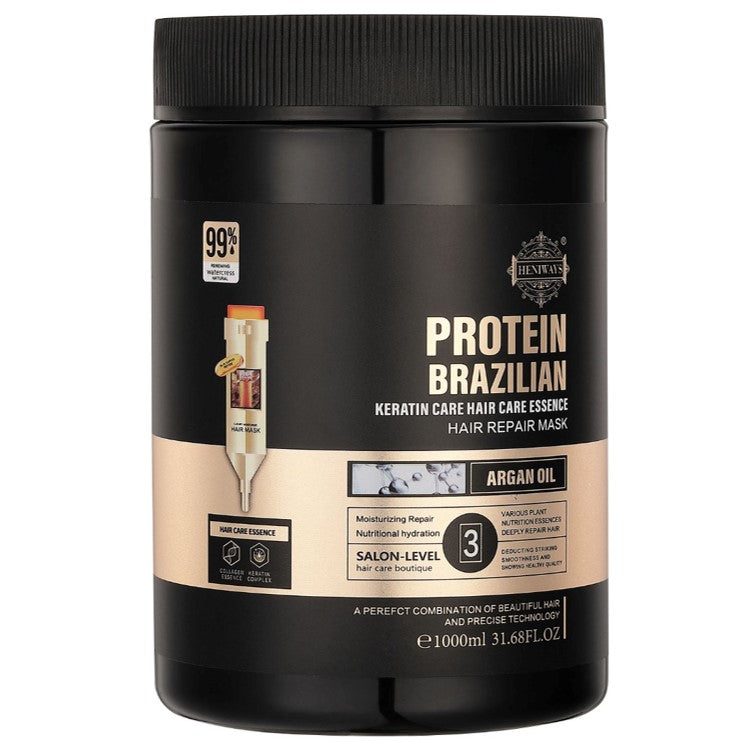 Heniways Protein Brazilian Keratin Repair Hair Mask 1000ml BeautyNBeauty heniways-protein-brazilian-keratin-repair-hair-mask-1000ml-beautynbeauty