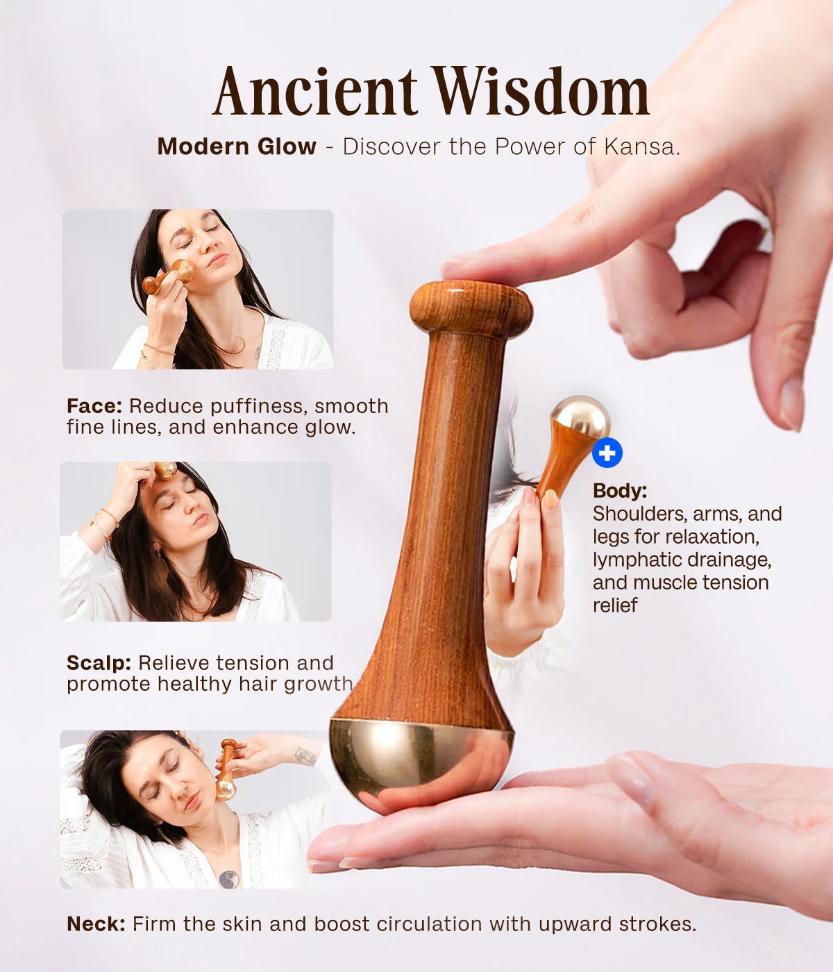 Natural Kansa Wand Massager for Feet and Face Relazation, Wellness & Detox