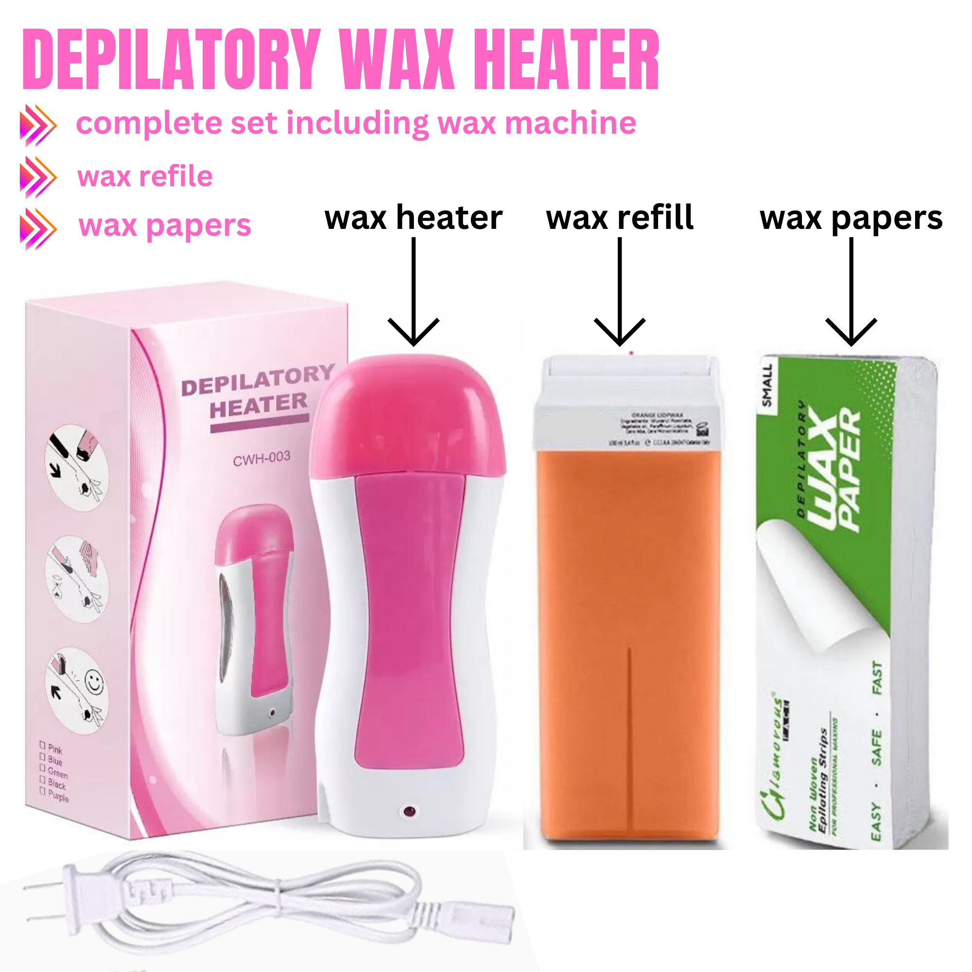 3 In 1 Depilatory Hair Removal Wax Heating Machine Waxing With Strips 3-in-1-depilatory-hair-removal-wax-heating-machine-waxing-with-strips