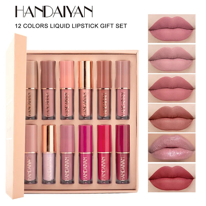 HANDAIYAN 12 Colors Matte Liquid Lip Gloss Set