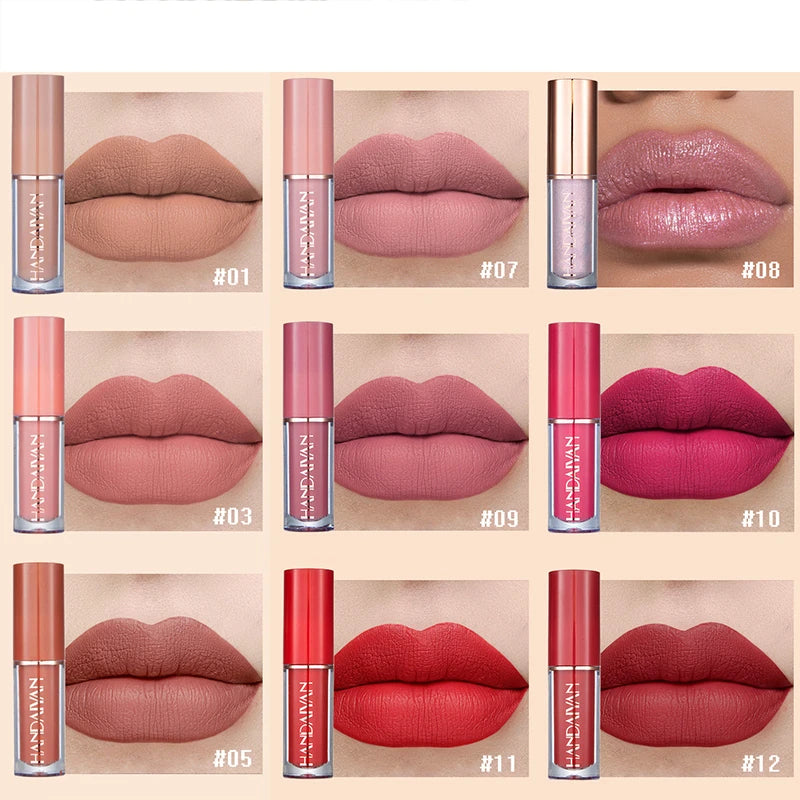 HANDAIYAN 12 Colors Matte Liquid Lip Gloss Set