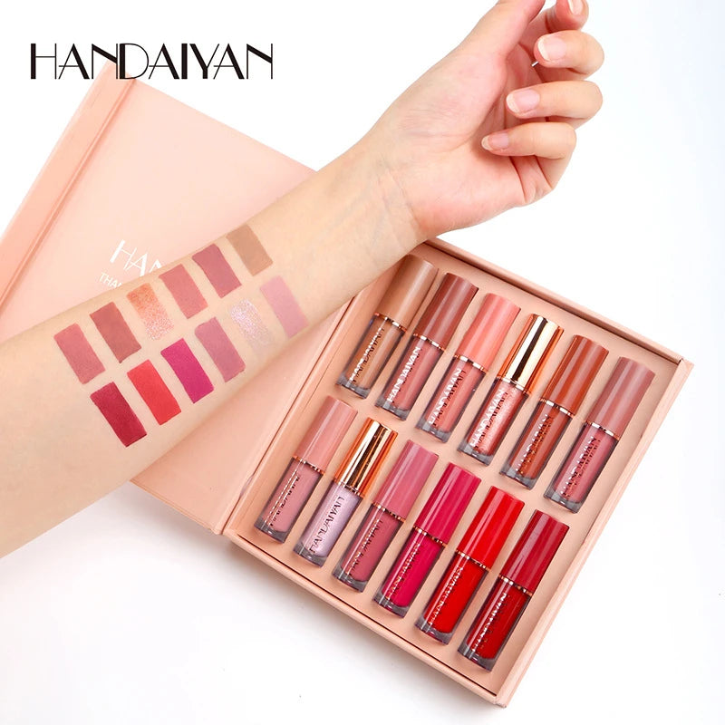 HANDAIYAN 12 Colors Matte Liquid Lip Gloss Set