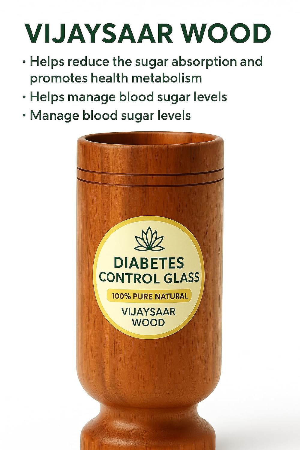 Sugar Control Glass for Diabetic | 100% Natural Vijaysar Wood Glass