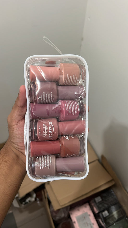 Nude nail paints set of 12 with Pouch included✨