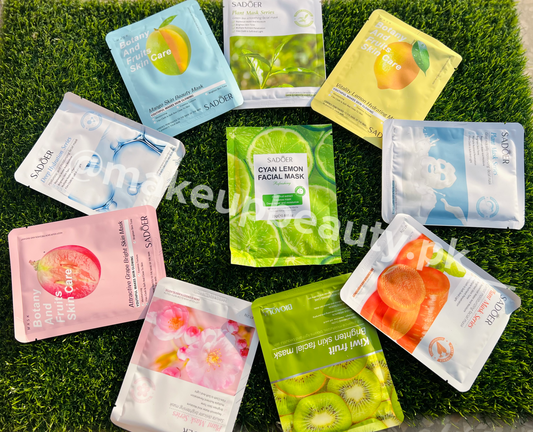 Pack of 10 Face Sheet masks Mix (25 Grams Each mask weight)