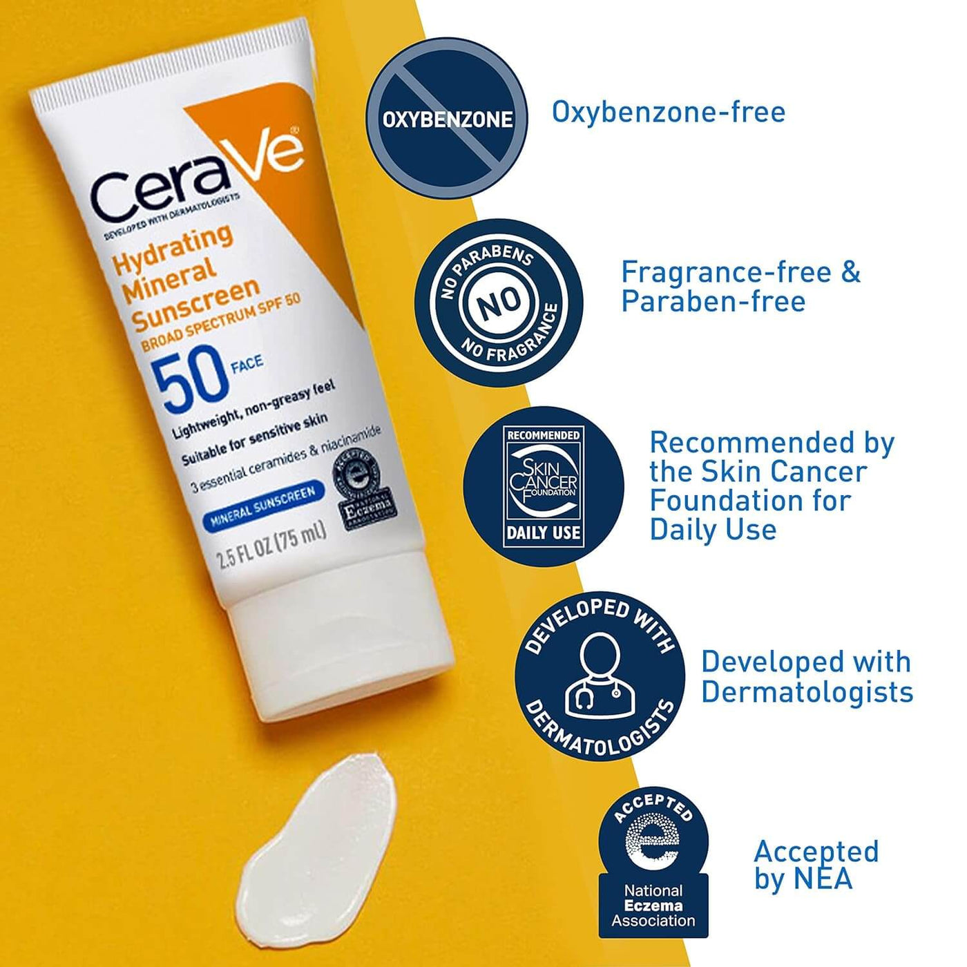 CeraVe Hydrating Mineral Face Sunscreen Lotion – SPF 50