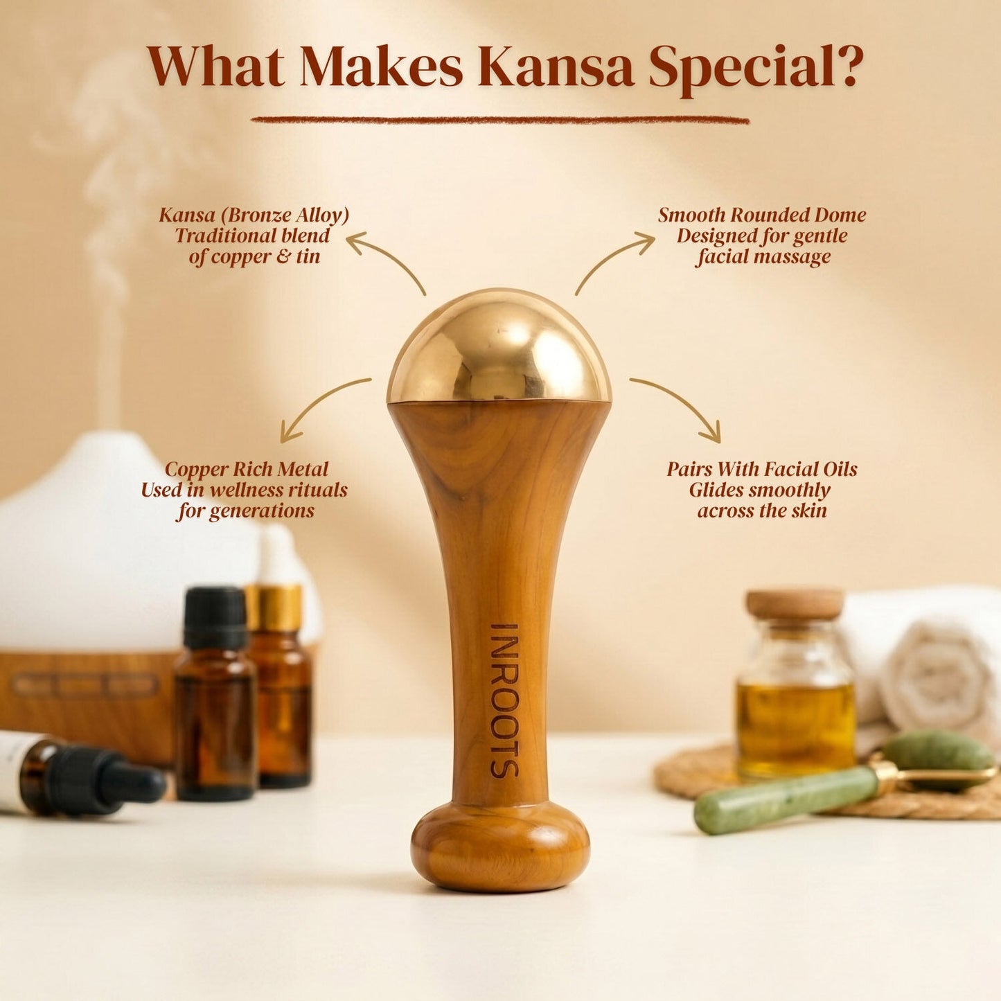 Natural Kansa Wand Massager for Feet and Face Relazation, Wellness & Detox