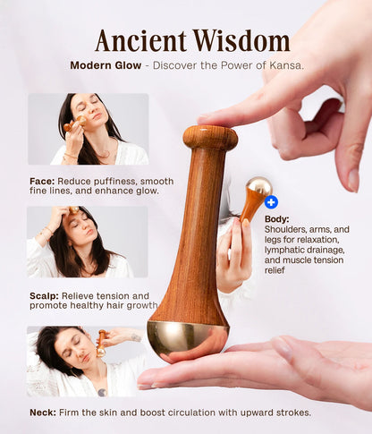 Natural Kansa Wand Massager for Feet and Face Relazation, Wellness & Detox