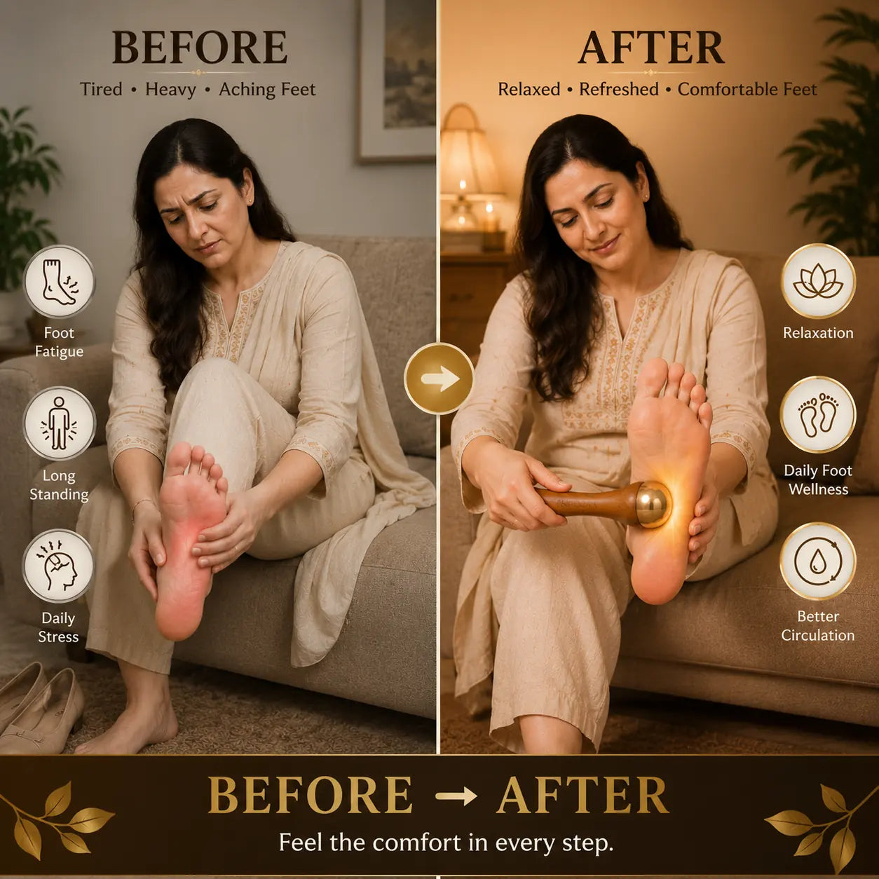 Natural Kansa Wand Massager for Feet and Face Relazation, Wellness & Detox