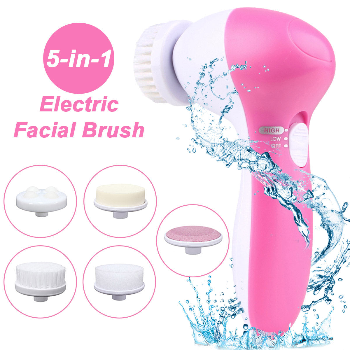 5 in 1 Electric Facial Cleanser Wash Face Cleaning Machine Skin Pore Cleaner Body Cleansing Massage