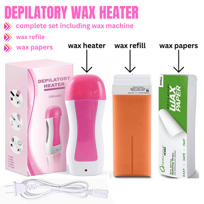 3 In 1 Depilatory Hair Removal Wax Heating Machine Waxing with Strips & Original Wax