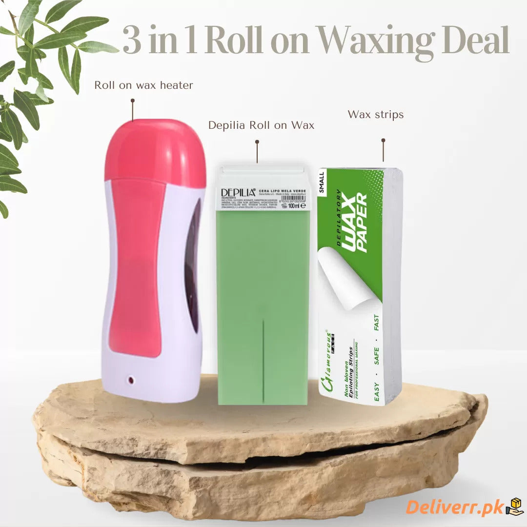 3 In 1 Depilatory Hair Removal Wax Heating Machine Waxing with Strips & Original Wax