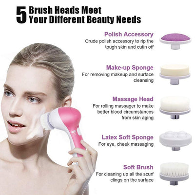 5 in 1 Electric Facial Cleanser Wash Face Cleaning Machine Skin Pore Cleaner Body Cleansing Massage